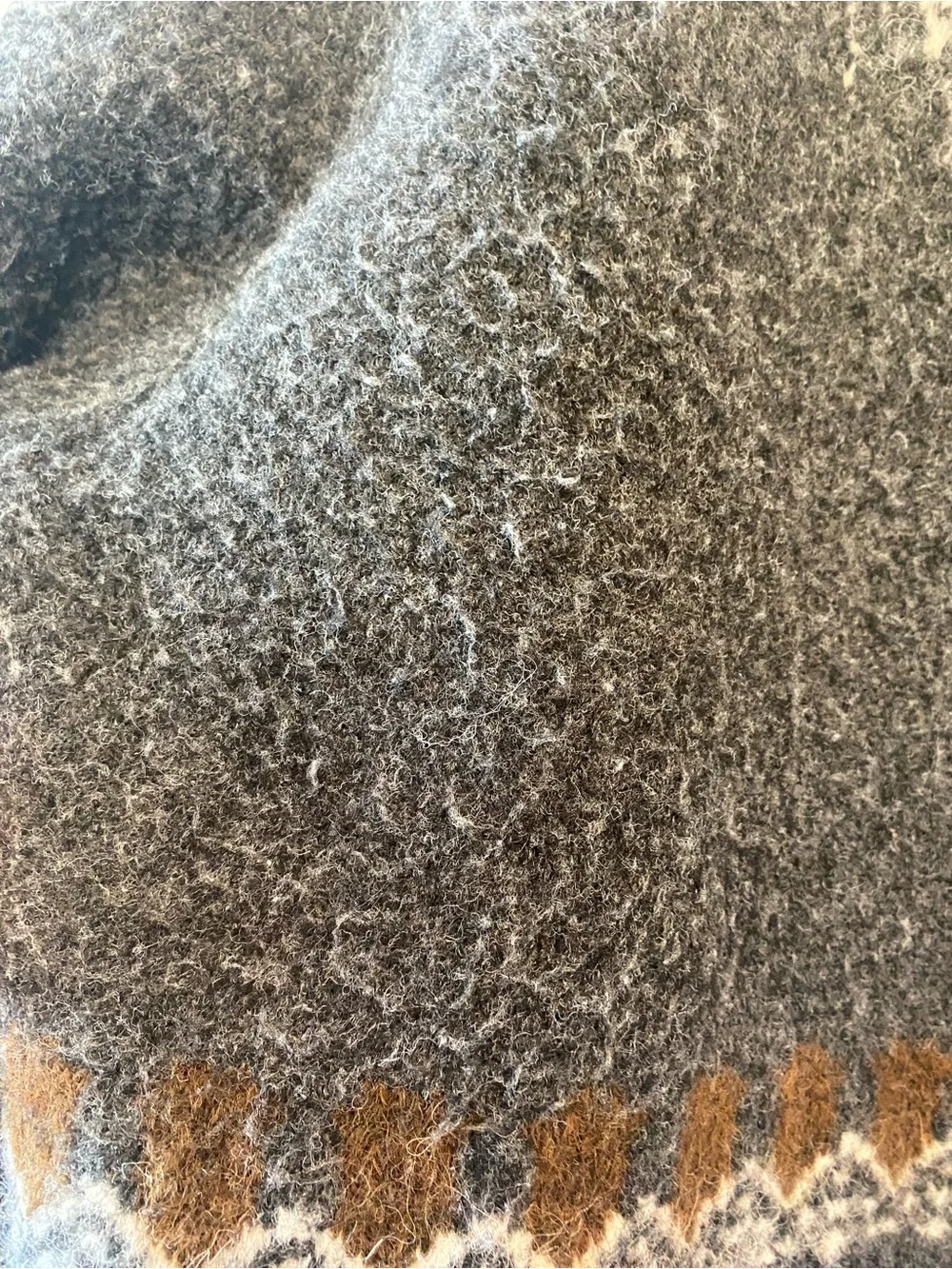 Zara Women's Fair Isle Wool Alpaca Blend Sweater Anthrcite Grey LG Cozycore - Picture 7 of 17